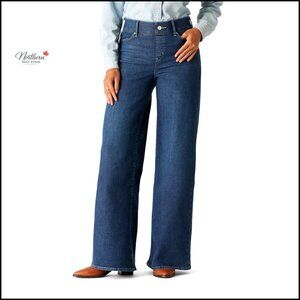 Pull-On Wide Leg Jeans with Stretch Elastic Waist
